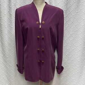 Shomi size 14 Chic Purple silk Women's Blazer with Gold Buttons dressy lined‎